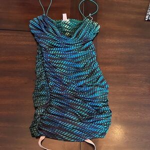 Oh Polly Teal and Black Mini Dress